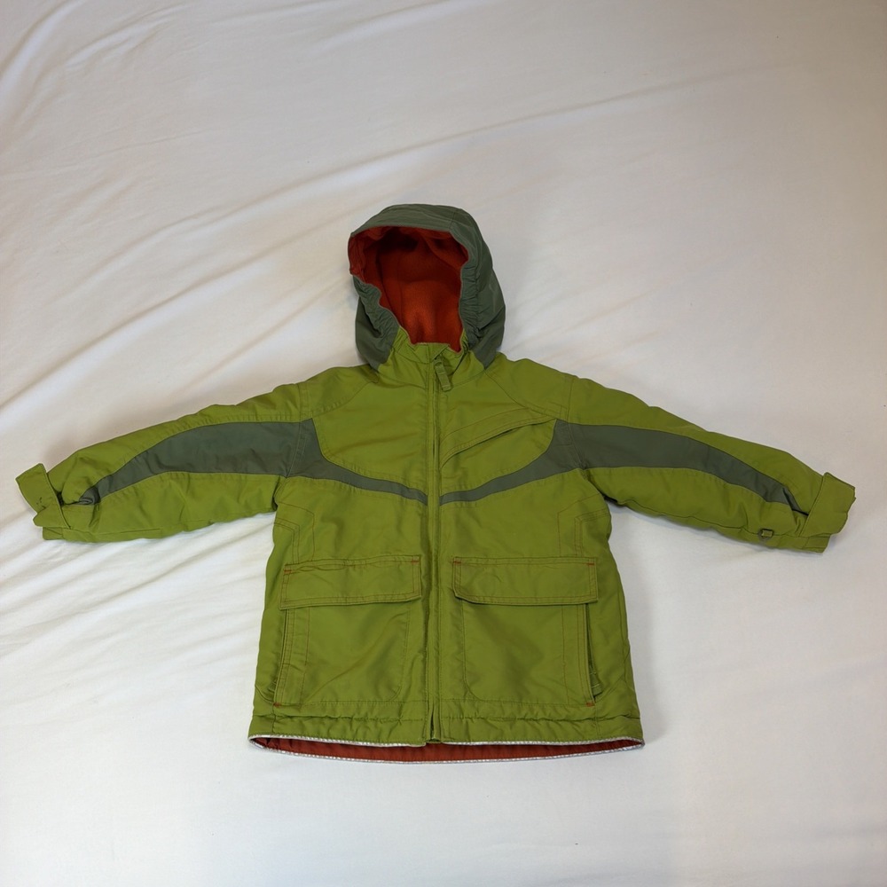 Lands End Kids Fleece Outdoor Hooded Jacket Full Zip Size 4 Green